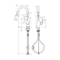 hansgrohe Küchenarmatur 220 Focus M42 | ausziehbarer Schlauch mit Brausefunktion