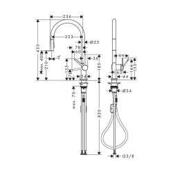 hansgrohe Küchenarmatur 210 Talis M54 | ausziehbarer Schlauch mit Brausefunktion