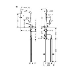 hansgrohe Küchenarmatur 320 Metris M71 | ausziehbarer Schlauch mit Brausefunktion | mit Schlauchbox (sBox)