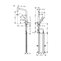 hansgrohe Küchenarmatur 320 Metris M71 | ausziehbarer Schlauch mit Brausefunktion | mit Schlauchbox (sBox)