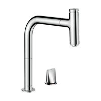 hansgrohe Zweilochbatterie 200 Metris Select M71 | ausziehbarer Auslauf | mit Schlauchbox (sBox)