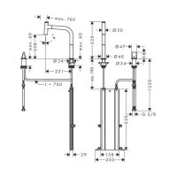 hansgrohe Zweilochbatterie 200 Metris Select M71 | ausziehbarer Auslauf | mit Schlauchbox (sBox)