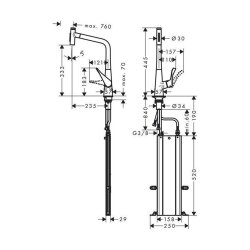 hansgrohe Küchenarmatur 320 Metris Select M71 | ausziehbarer Schlauch mit Brausefunktion | mit Schlauchbox (sBox)