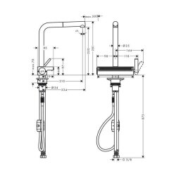 hansgrohe Küchenarmatur 250 Aquno Select M81 | ausziehbarer Schlauch mit Brausefunktion
