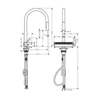 hansgrohe Küchenarmatur 170 Aquno Select M81 | ausziehbarer Auslauf | 3 Strahlarten
