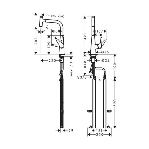 hansgrohe Küchenarmatur 300 Talis Select M51 | ausziehbarer 