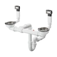 hansgrohe D15-10 Manuelle Ab- und Überlaufgarnitur für Doppelbecken für hansgrohe Edelstahlspülen