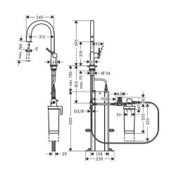 hansgrohe Küchenarmatur Aqittura M91, FilterSystem 210, ausziehbarer Auslauf, sBox