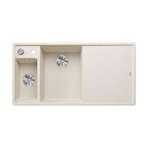 BLANCO Einbauspüle AXIA III 6 S Silgranit | InFino Ablauf | Becken links | Softweiß | mit Glas-Schneidbrett