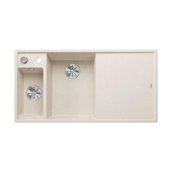BLANCO Einbauspüle AXIA III 6 S Silgranit | InFino Ablauf | Becken links | Softweiß | mit Glas-Schneidbrett