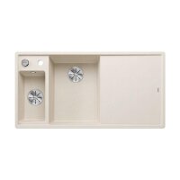 BLANCO Einbauspüle AXIA III 6 S Silgranit | InFino Ablauf | Becken links | Softweiß | mit Glas-Schneidbrett