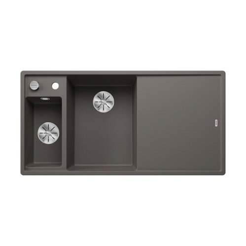 BLANCO Einbauspüle AXIA III 6 S Silgranit | InFino Ablauf | Becken links | Vulkangrau | mit Glas-Schneidbrett