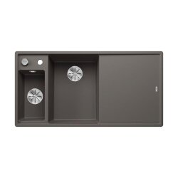 BLANCO Einbauspüle AXIA III 6 S Silgranit | InFino Ablauf | Becken links | Vulkangrau | mit Glas-Schneidbrett