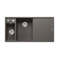 BLANCO Einbauspüle AXIA III 6 S Silgranit | InFino Ablauf | Becken links | Vulkangrau | mit Glas-Schneidbrett