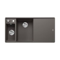 BLANCO Einbauspüle AXIA III 6 S-F Silgranit flächenbündig | InFino Ablauf | Becken links | Vulkangrau | mit Glas-Schneidbrett