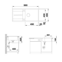 BLANCO Einbauspüle METRA XL 6 S-F Silgranit flächenbündig einbaubar Vulkangrau