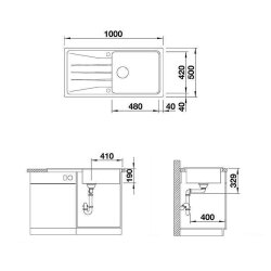 BLANCO Einbauspüle SONA XL 6 S Silgranit Vulkangrau