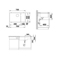 BLANCO Unterbaubecken SUBLINE 700-U Level Silgranit, InFino Softweiß