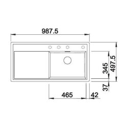 BLANCO Einbauspüle ZENAR XL 6 S-F Silgranit flächenbündig, InFino Softweiß | Becken rechts