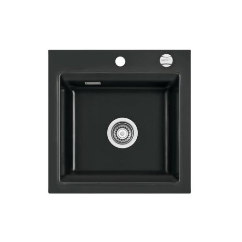 Systemceram Einbaubecken KeraDomo KARA 51 Excenterbetätigung Nero (glänzend)