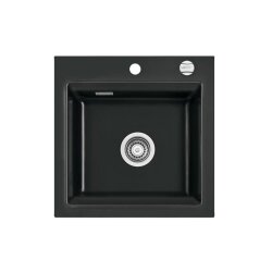 Systemceram Einbaubecken KeraDomo KARA 51 Excenterbetätigung Nero (glänzend)