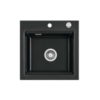 Systemceram Einbaubecken KeraDomo KARA 51 Excenterbetätigung Nero (glänzend)
