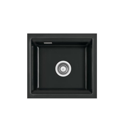 Systemceram Einbaubecken KeraDomo KARA 51 F/o flächenbündig einbaubar  Excenterbetätigung Nero (glänzend)