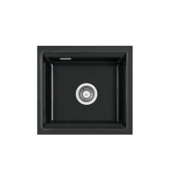 Systemceram Einbaubecken KeraDomo KARA 51 F/o flächenbündig einbaubar  Excenterbetätigung Nero (glänzend)