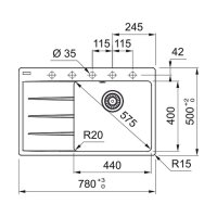 Franke Einbauspüle Centro CNG 611-78 A Fragranit Steingrau, Becken rechts