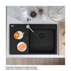 Franke Einbauspüle Centro CNG 611-78 A Fragranit Black Matt - Black Collection, Becken rechts