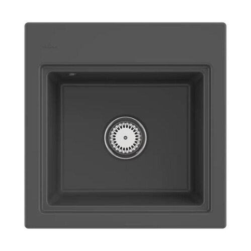 Villeroy & Boch Einbaubecken Subway Style 50 S Classicline i4 Graphit mit Handbetätigung und Abtropfgitter in Aluminium