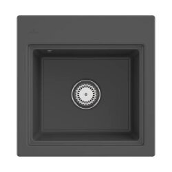 Villeroy & Boch Einbaubecken Subway Style 50 S Classicline i4 Graphit mit Handbetätigung und Abtropfgitter in Aluminium