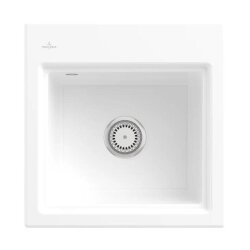 Villeroy & Boch Einbaubecken Subway Style 50 S Classicline R1 Weiß Alpin (glänzend) mit Excenterbetätigung und Abtropfgitter in Aluminium