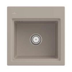 Villeroy & Boch Einbaubecken Subway Style 50 S Classicline AM Almond mit Excenterbetätigung und Abtropfgitter in Aluminium
