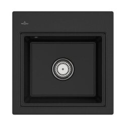 Villeroy & Boch Einbaubecken Subway Style 50 S Premiumline J0 Chromit (glänzend) mit Handbetätigung und Abtropfgitter in Anthracite