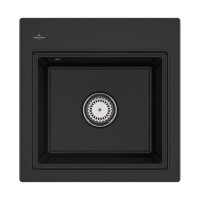 Villeroy & Boch Einbaubecken Subway Style 50 S Premiumline J0 Chromit (glänzend) mit Handbetätigung und Abtropfgitter in Anthracite