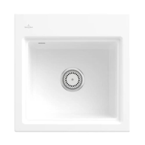 Villeroy & Boch Einbaubecken Subway Style 50 S Classicline RW Stone White mit Excenterbetätigung und Abtropfgitter in Anthracite