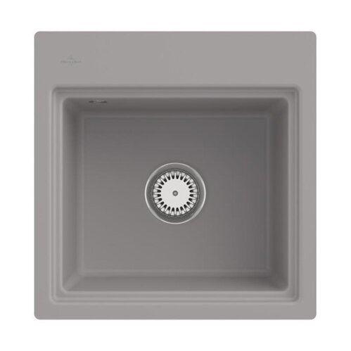 Villeroy & Boch Einbaubecken Subway Style 50 S Flat flächenbündig Classicline KD Fossil mit Excenterbetätigung und Abtropfgitter in Aluminium