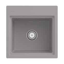 Villeroy & Boch Einbaubecken Subway Style 50 S Flat flächenbündig Classicline KD Fossil mit Excenterbetätigung und Abtropfgitter in Aluminium