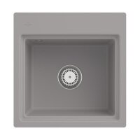 Villeroy & Boch Einbaubecken Subway Style 50 S Flat flächenbündig Classicline KD Fossil mit Excenterbetätigung und Abtropfgitter in Aluminium