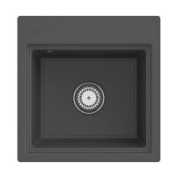 Villeroy & Boch Einbaubecken Subway Style 50 S Flat flächenbündig Classicline i4 Graphit mit Excenterbetätigung und Abtropfgitter in Aluminium