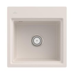 Villeroy & Boch Einbaubecken Subway Style 50 S Flat flächenbündig Classicline KR Crema (glänzend) mit Handbetätigung und Abtropfgitter in Anthracite