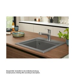 Villeroy & Boch Einbaubecken Subway Style 50 S Flat flächenbündig Classicline KR Crema (glänzend) mit Handbetätigung und Abtropfgitter in Anthracite