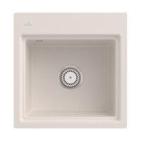 Villeroy & Boch Einbaubecken Subway Style 50 S Flat flächenbündig Classicline KR Crema (glänzend) mit Handbetätigung und Abtropfgitter in Anthracite