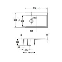 Villeroy & Boch Einbauspüle Subway Style 45 Flat flächenbündig Classicline RW Stone White mit Handbetätigung Becken links