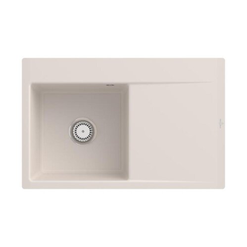 Villeroy & Boch Einbauspüle Subway Style 45 Flat flächenbündig Classicline KR Crema (glänzend) mit Handbetätigung Becken links