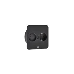 Bachmann Einbausteckdose Twist 2 USB A+C, mit Schukosteckdose plus USB-Charger, rund, edelstahlfarbig