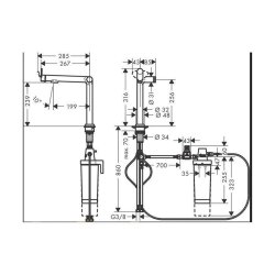 hansgrohe Küchenarmatur Aqittura M91, Filter System 240, Festauslauf