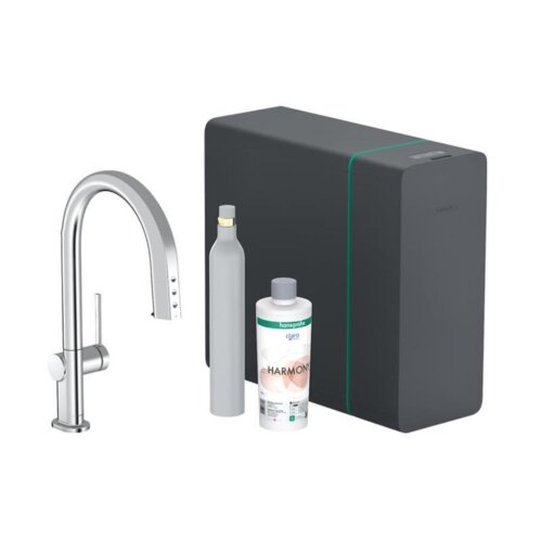 hansgrohe Küchenarmatur Aqittura M91, Soda System 210, ausziehbarer Auslauf, sBox
