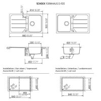 Schock Einbauspüle Cristalite Formhaus D-100 A, Farbe Nero (GNE), Exzenterbedienung